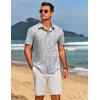 imageCOOFANDY Mens Hawaiian Shirts Short Sleeve Floral Button Down Shirt Tropical Casual Summer Beach ShirtsGrey Blue  Palm Leaf