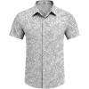 imageCOOFANDY Mens Hawaiian Shirts Short Sleeve Floral Button Down Shirt Tropical Casual Summer Beach ShirtsGrey Blue  Palm Leaf