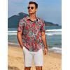 imageCOOFANDY Mens Hawaiian Shirts Short Sleeve Floral Button Down Shirt Tropical Casual Summer Beach ShirtsRed  Greenleaf
