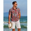 imageCOOFANDY Mens Hawaiian Shirts Short Sleeve Floral Button Down Shirt Tropical Casual Summer Beach ShirtsRed  Greenleaf