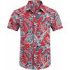 imageCOOFANDY Mens Hawaiian Shirts Short Sleeve Floral Button Down Shirt Tropical Casual Summer Beach ShirtsRed  Greenleaf