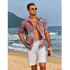 imageCOOFANDY Mens Hawaiian Shirts Short Sleeve Floral Button Down Shirt Tropical Casual Summer Beach ShirtsRed  Greenleaf