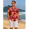 imageCOOFANDY Mens Hawaiian Shirts Short Sleeve Floral Button Down Shirt Tropical Casual Summer Beach ShirtsRed  Sunset