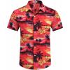 imageCOOFANDY Mens Hawaiian Shirts Short Sleeve Floral Button Down Shirt Tropical Casual Summer Beach ShirtsRed  Sunset