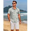 imageCOOFANDY Mens Hawaiian Shirts Short Sleeve Floral Button Down Shirt Tropical Casual Summer Beach ShirtsSage Green  Leaf
