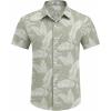 imageCOOFANDY Mens Hawaiian Shirts Short Sleeve Floral Button Down Shirt Tropical Casual Summer Beach ShirtsSage Green  Palm Leaf