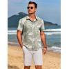 imageCOOFANDY Mens Hawaiian Shirts Short Sleeve Floral Button Down Shirt Tropical Casual Summer Beach ShirtsSage Green  Palm Leaf