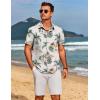 imageCOOFANDY Mens Hawaiian Shirts Short Sleeve Floral Button Down Shirt Tropical Casual Summer Beach ShirtsWhite  Coconut Tree