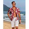 imageCOOFANDY Mens Hawaiian Shirts Short Sleeve Floral Button Down Shirt Tropical Casual Summer Beach ShirtsWhite  Red  Flower