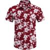 imageCOOFANDY Mens Hawaiian Shirts Short Sleeve Floral Button Down Shirt Tropical Casual Summer Beach ShirtsWhite  Red  Flower