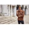 imageCOOFANDY Mens Henley Knit Sweater Long Sleeve Button Pullover Sweater Casual Waffle Texture Fashion Henley SweaterCaramel Beige