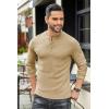 imageCOOFANDY Mens Henley Shirts Long Sleeve Basic Pullover Shirt Lightweight Button TShirtsDark Khaki