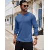 imageCOOFANDY Mens Henley Shirts Long Sleeve Button TShirt Lightweight Fashion Casual Pullover ShirtHeather Lake Blue