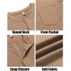 imageCOOFANDY Mens Henley Shirts Short Sleeve Tshirt Basic Button Tees Summer Ribbed Pocket T Shirt Casual Stretch TopsCamel