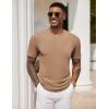 imageCOOFANDY Mens Henley Shirts Short Sleeve Tshirt Basic Button Tees Summer Ribbed Pocket T Shirt Casual Stretch TopsCamel