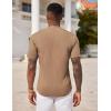 imageCOOFANDY Mens Henley Shirts Short Sleeve Tshirt Basic Button Tees Summer Ribbed Pocket T Shirt Casual Stretch TopsCamel