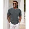 imageCOOFANDY Mens Henley Shirts Short Sleeve Tshirt Basic Button Tees Summer Ribbed Pocket T Shirt Casual Stretch TopsDark Grey