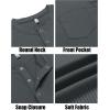 imageCOOFANDY Mens Henley Shirts Short Sleeve Tshirt Basic Button Tees Summer Ribbed Pocket T Shirt Casual Stretch TopsDark Grey