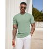 imageCOOFANDY Mens Henley Shirts Short Sleeve Tshirt Basic Button Tees Summer Ribbed Pocket T Shirt Casual Stretch TopsLight Green
