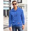 imageCOOFANDY Mens Hoodies Pullover Casaul Long Sleeve Drawstring Waffle Knit Hooded Sweatshirt with Kanga PocketBlue One