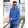 imageCOOFANDY Mens Hoodies Pullover Casaul Long Sleeve Drawstring Waffle Knit Hooded Sweatshirt with Kanga PocketBlue One