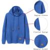 imageCOOFANDY Mens Hoodies Pullover Casaul Long Sleeve Drawstring Waffle Knit Hooded Sweatshirt with Kanga PocketBlue One