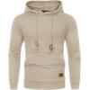 imageCOOFANDY Mens Hoodies Pullover Casaul Long Sleeve Drawstring Waffle Knit Hooded Sweatshirt with Kanga PocketLight Khaki
