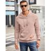 imageCOOFANDY Mens Hoodies Pullover Casaul Long Sleeve Drawstring Waffle Knit Hooded Sweatshirt with Kanga PocketLight Pink