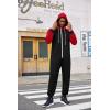 imageCOOFANDY Mens Jumpsuit Onesie Rompers Drawtsring Hooded Full Zip One Piece Tracksuit with PocketsBlack  Red