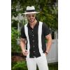 imageCOOFANDY Mens Knit Button Down Shirt Vintage Short Sleeve Polo Shirts Casual Beach TopsBlackwhite