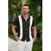 imageCOOFANDY Mens Knit Button Down Shirt Vintage Short Sleeve Polo Shirts Casual Beach TopsBlackwhite