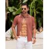 imageCOOFANDY Mens Knit Button Down Shirt Vintage Short Sleeve Polo Shirts Casual Beach TopsCaramel