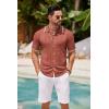 imageCOOFANDY Mens Knit Button Down Shirt Vintage Short Sleeve Polo Shirts Casual Beach TopsCaramel