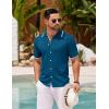 imageCOOFANDY Mens Knit Button Down Shirt Vintage Short Sleeve Polo Shirts Casual Beach TopsLake Blue