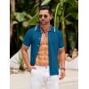 imageCOOFANDY Mens Knit Button Down Shirt Vintage Short Sleeve Polo Shirts Casual Beach TopsLake Blue