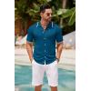 imageCOOFANDY Mens Knit Button Down Shirt Vintage Short Sleeve Polo Shirts Casual Beach TopsLake Blue