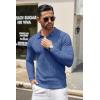 imageCOOFANDY Mens Knit Polo Shirt Casual Long Sleeve Polo Sweater Dress Collar Polo Classic Golf ShirtsBlue