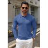 imageCOOFANDY Mens Knit Polo Shirt Casual Long Sleeve Polo Sweater Dress Collar Polo Classic Golf ShirtsBlue