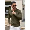 imageCOOFANDY Mens Knit Polo Shirt Casual Long Sleeve Polo Sweater Dress Collar Polo Classic Golf ShirtsOlive Green