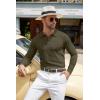 imageCOOFANDY Mens Knit Polo Shirt Casual Long Sleeve Polo Sweater Dress Collar Polo Classic Golf ShirtsOlive Green