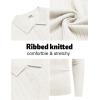 imageCOOFANDY Mens Knit Polo Shirts Long Sleeve Casual Button Down Ribbed Polo Shirt Fashion Golf ShirtsIvory