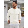 imageCOOFANDY Mens Knit Polo Shirts Long Sleeve Casual Button Down Ribbed Polo Shirt Fashion Golf ShirtsIvory