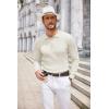 imageCOOFANDY Mens Knit Polo Shirts Long Sleeve Casual Button Down Ribbed Polo Shirt Fashion Golf ShirtsIvory