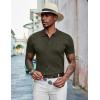 imageCOOFANDY Mens Knit Polo Shirts Short Sleeve Golf Shirts Button Down Casual Polo T Shirts Textured Slim Fit PulloverArmy Green