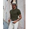imageCOOFANDY Mens Knit Polo Shirts Short Sleeve Golf Shirts Button Down Casual Polo T Shirts Textured Slim Fit PulloverArmy Green