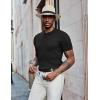 imageCOOFANDY Mens Knit Polo Shirts Short Sleeve Golf Shirts Button Down Casual Polo T Shirts Textured Slim Fit PulloverBlack