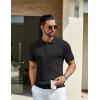 imageCOOFANDY Mens Knit Polo Shirts Short Sleeve Golf Shirts Button Down Casual Polo T Shirts Textured Slim Fit PulloverBlack