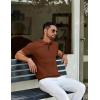 imageCOOFANDY Mens Knit Polo Shirts Short Sleeve Golf Shirts Button Down Casual Polo T Shirts Textured Slim Fit PulloverCaramel