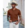 imageCOOFANDY Mens Knit Polo Shirts Short Sleeve Golf Shirts Button Down Casual Polo T Shirts Textured Slim Fit PulloverCaramel
