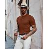 imageCOOFANDY Mens Knit Polo Shirts Short Sleeve Golf Shirts Button Down Casual Polo T Shirts Textured Slim Fit PulloverCaramel